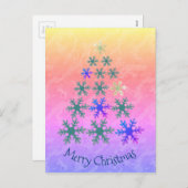 雪片クリスマスツリーメリークリスマス シーズンポストカード (正面/裏面)