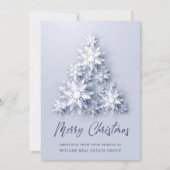 雪片クリスマスツリー企業のグリーティング シーズンカード (正面)