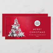 雪片クリスマスツリー企業のグリーティング シーズンカード (正面/裏面)