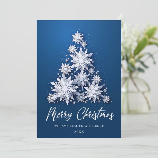 雪片クリスマスツリー企業のグリーティング シーズンカード (スタンド正面)