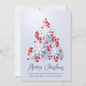 雪片クリスマスツリー企業のグリーティング シーズンカード (正面)