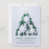 雪片クリスマスツリー企業のグリーティング シーズンカード (正面)