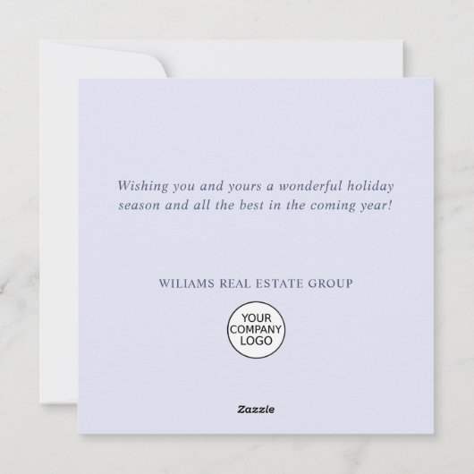 雪片クリスマスツリー企業のグリーティング シーズンカード (裏面)