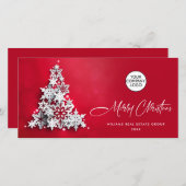 雪片クリスマスツリー企業のグリーティング シーズンカード (正面/裏面)