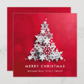 雪片クリスマスツリー企業のグリーティング シーズンカード (正面/裏面)