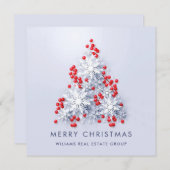 雪片クリスマスツリー企業のグリーティング シーズンカード (正面/裏面)