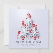 雪片クリスマスツリー企業のグリーティング シーズンカード (正面)