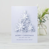 雪片クリスマスツリー企業のグリーティング シーズンカード (スタンド正面)