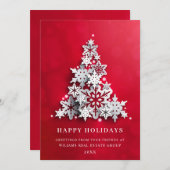 雪片クリスマスツリー企業のグリーティング シーズンカード (正面/裏面)