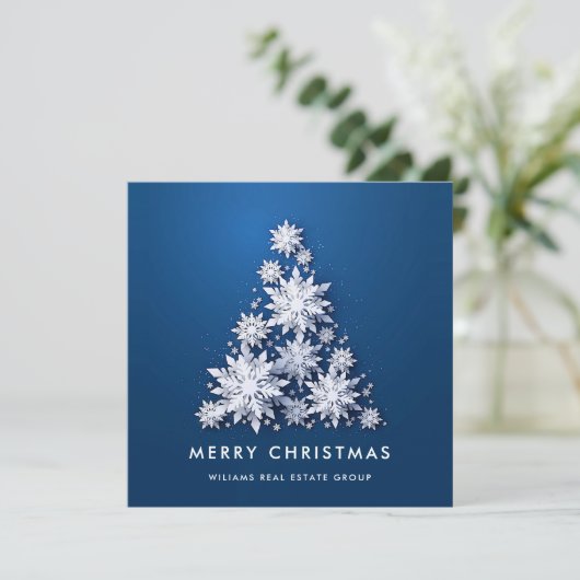 雪片クリスマスツリー企業のグリーティング シーズンカード (スタンド正面)