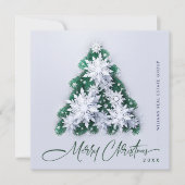 雪片クリスマスツリー企業のグリーティング シーズンカード (正面)