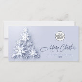 雪片クリスマスツリー企業のグリーティング シーズンカード (正面)