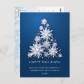 雪片クリスマスツリー企業のグリーティング ポストカード (正面/裏面)
