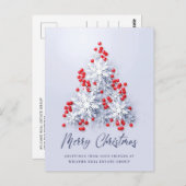 雪片クリスマスツリー企業のグリーティング ポストカード (正面/裏面)