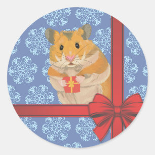 雪片クリスマスハムスター ラウンドシール
