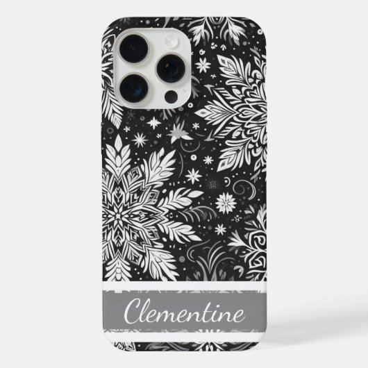 雪片クリスマスパターン iPhoneケース (裏面)