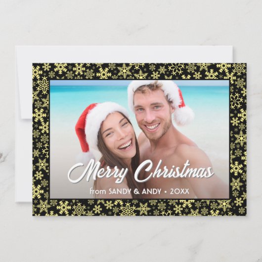 雪片クリスマスフォトモダン2サイドデザイン シーズンカード (正面)