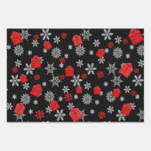 雪片クリスマスプレゼントストッキングと弓 ラッピングペーパーシート (正面3)