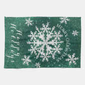 雪片グリーンホワイト キッチンタオル (横)