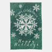 雪片グリーンホワイト キッチンタオル (縦)