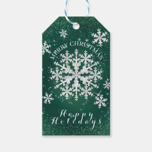雪片グリーンホワイト ギフトタグ (正面)