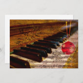 雪片コラージュ素朴なピアニストホリデーカード シーズンカード (正面/裏面)