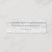 雪片シルバーグレーベビーシャワーおむつラッフル スキニー名刺 (裏面)