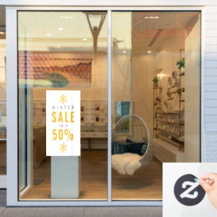 雪片シンプルの冬のセールの看板 ウィンドウサイン
