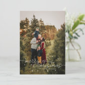 雪片シンプル付きクリスマスフォトカード 招待状 (スタンド正面)