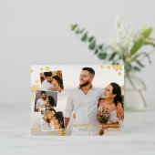 雪片スターズメリー結婚したフォトコラージュ 箔シーズンポストカード (立ち正面)