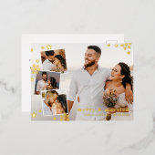 雪片スターズメリー結婚したフォトコラージュ 箔シーズンポストカード (正面/裏面)