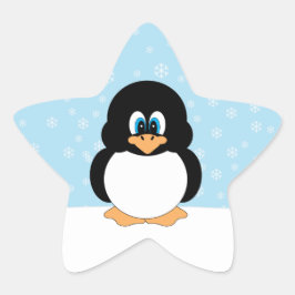雪片ステッカー付きかわいいペンギン 星シール