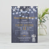 雪片ストリングライト冬の引っ越し祝いパーティーパーティー 招待状 (スタンド正面)
