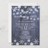 雪片ストリングライト冬の引っ越し祝いパーティーパーティー 招待状 (正面)