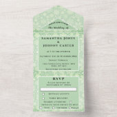 雪片スノーグリーンウィンターワンダーランド結婚ズ オールインワン招待状 (内側)