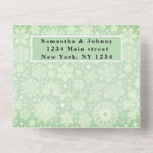 雪片スノーグリーンウィンターワンダーランド結婚ズ オールインワン招待状 (裏面)