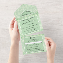 雪片スノーグリーンウィンターワンダーランド結婚ズ オールインワン招待状