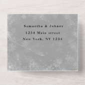 雪片スノーグレーウィンターワンダーランド結婚ズ オールインワン招待状 (裏面)