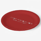 雪片タイポグラフィクリスマスin 7月レッド ペーパープレート (アングル)