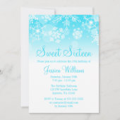 雪片ティール（緑がかった色）ホワイトウィンターワンダーランドスウィート16 招待状 (正面)
