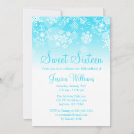 雪片ティール（緑がかった色）ホワイトウィンターワンダーランドスウィート16 招待状