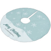 雪片ティール(緑がかった色)モダンスクリプトクリスマス ブラッシュドポリエステルツリースカート (アングル)