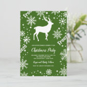 雪片トナカイのグリーンクリスマス 招待状 (スタンド正面)