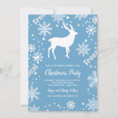 雪片トナカイの青いクリスマス 招待状 (正面)