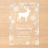 雪片トナカイ澄んクリスマスパーティー アクリル招待状 (正面)