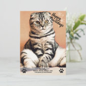 雪片ハッピーペイリデイズキャットドッグフォトクリスマス シーズンカード (スタンド正面)