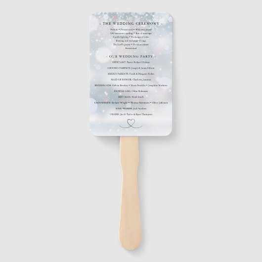 雪片ハートスクリプトウィンターウェディングプログラム ハンドファン (裏面)