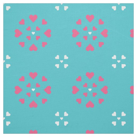 雪片ハート青白ピンク ファブリック (見本)