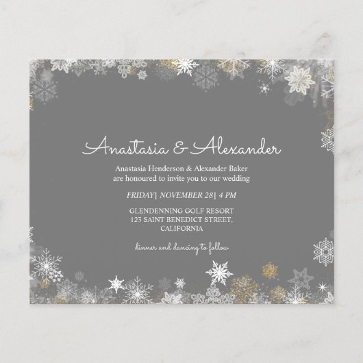 雪片バジェット招待状結婚の式に。 チラシ (正面)