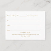 雪片バラ金ゴールドクリスマスプレゼント証明書 割引カード (裏面)